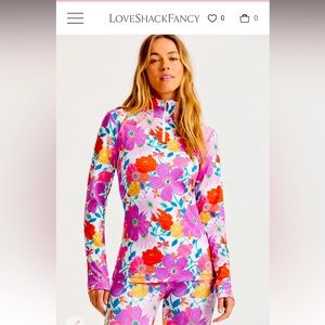 LoveShackFancy x Bogner Ilvy Quarter Zip Floral Ski Top